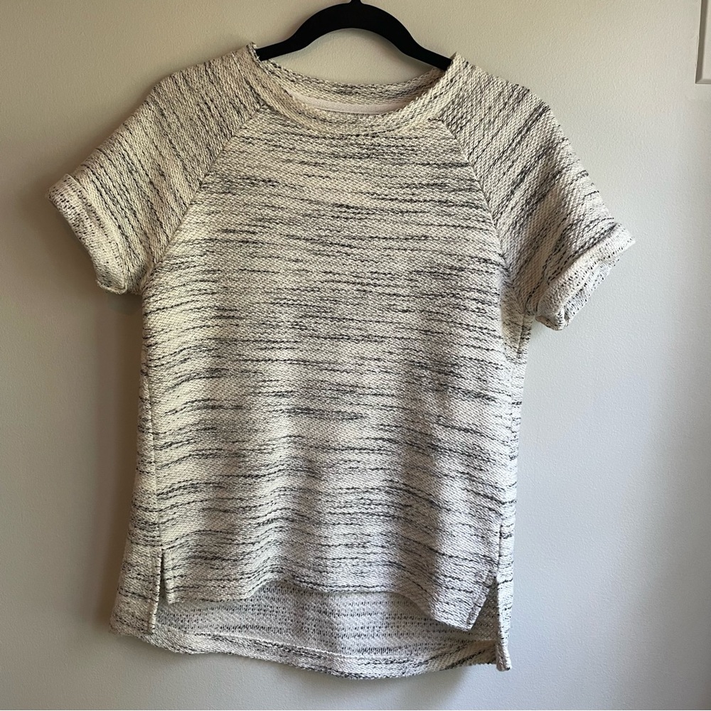 ANINE BING Rolled Sleeve Cream Grey Black Top